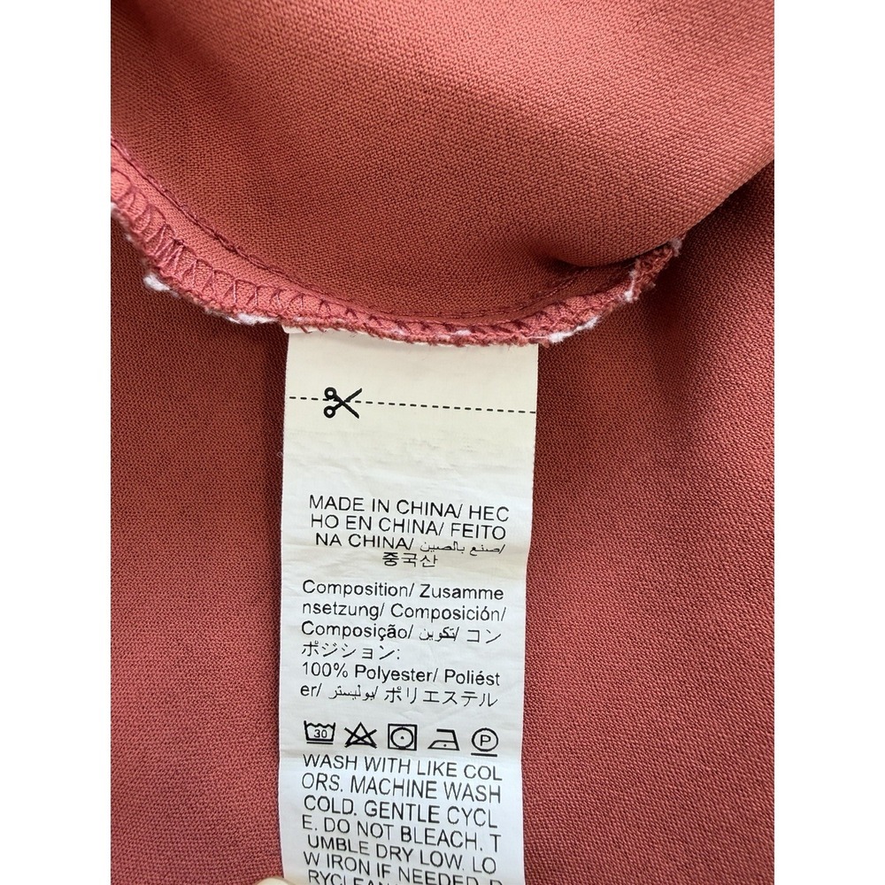 Shein Burnt Orange Maxi Dress Ruched Back Flare Sleeve Boho Style Size 6 Flowy - Picture 7 of 9